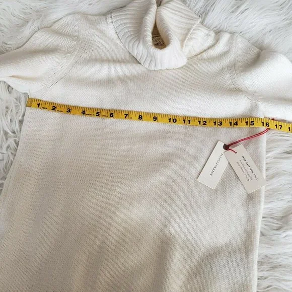 NWT by Anthropologie Short Sleeve Sweater Turtleneck Cream White Soft Size XS - Picture 7 of 11